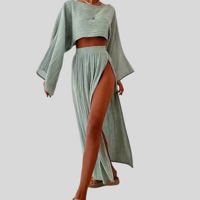 Majken™ | Boho Chic Co-ord Set med Hög Slits