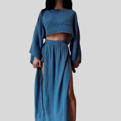 Majken™ | Boho Chic Co-ord Set med Hög Slits