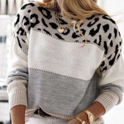 Susanne™ | Stickad tröja med leopardmönster