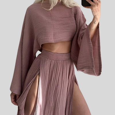 Majken™ | Boho Chic Co-ord Set med Hög Slits