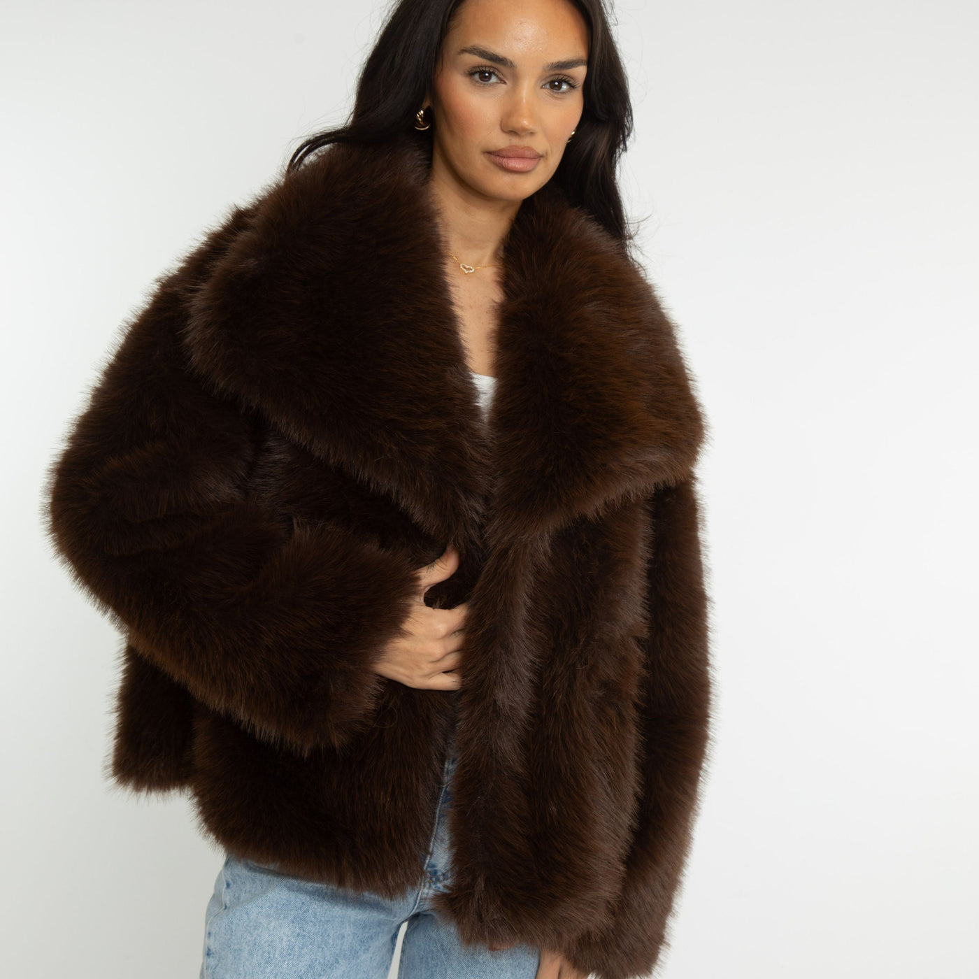 Lyxig fuskpälsjacka