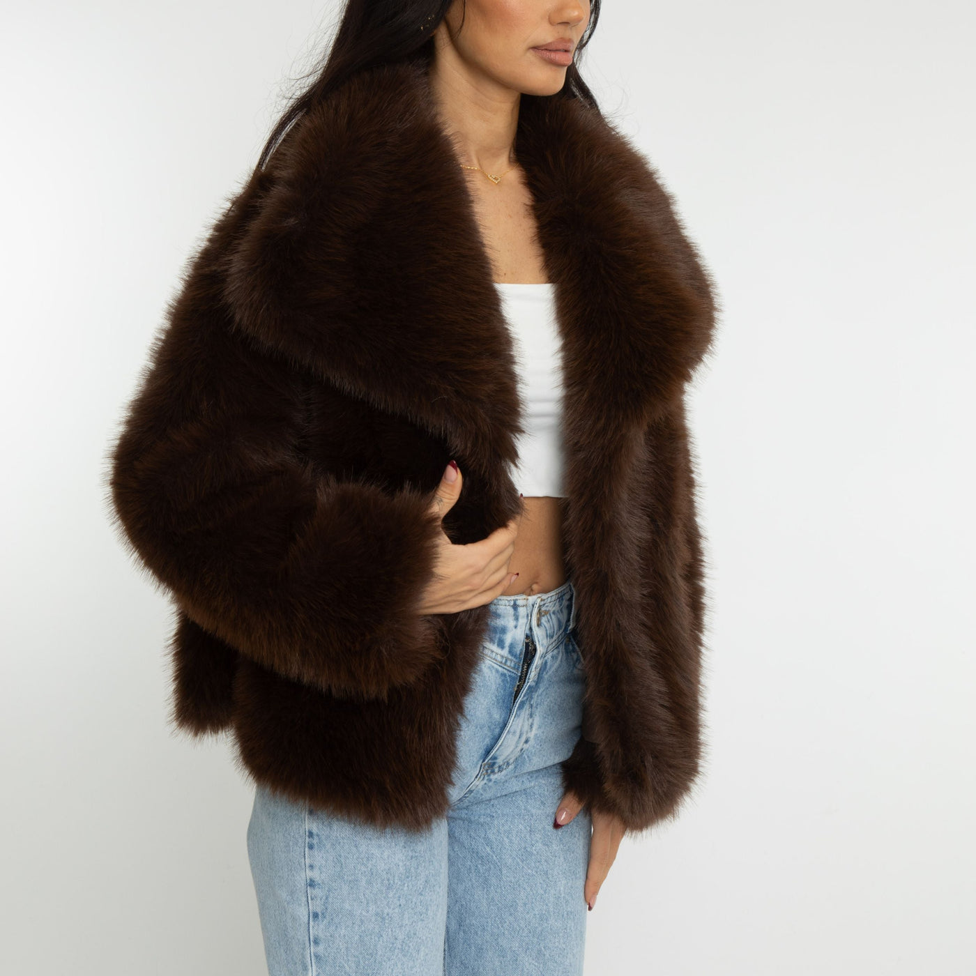 Lyxig fuskpälsjacka