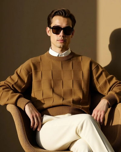 Stickad Tröja med Strukturmönster