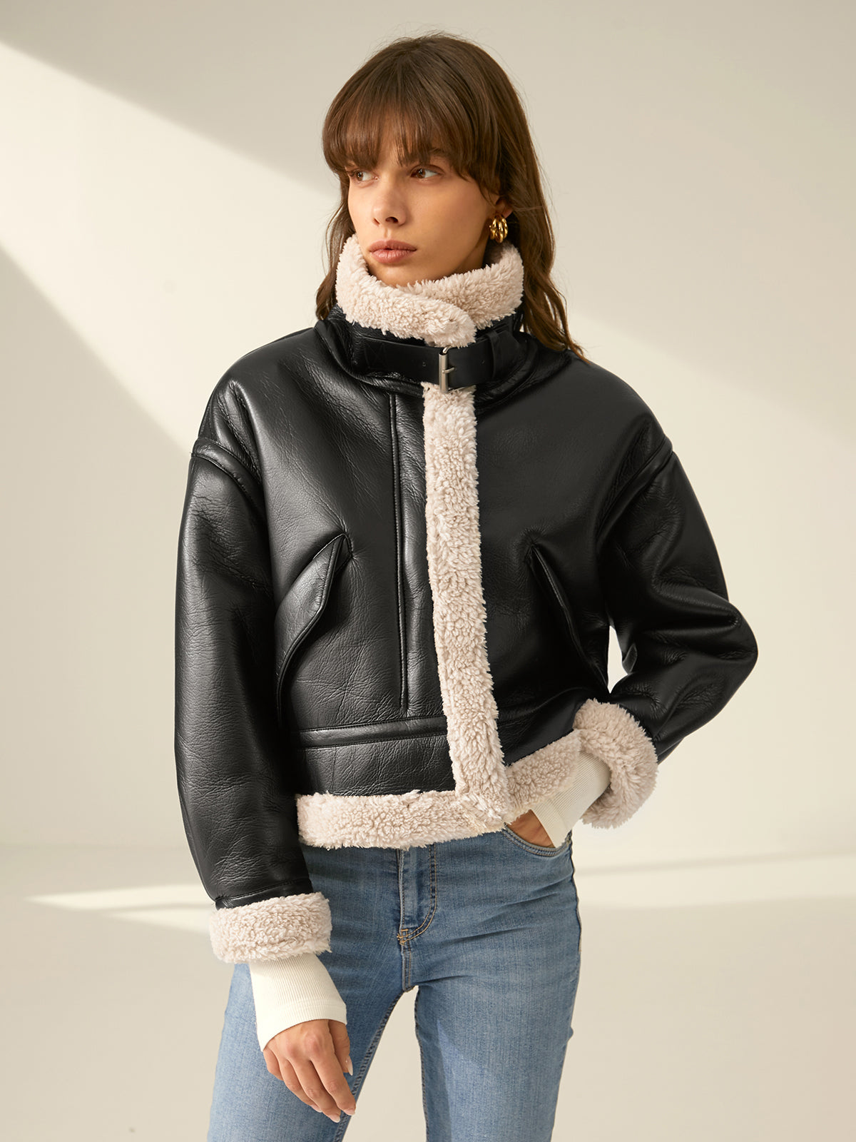 Evelin™ | Shearlingjacka med sherpa-foder