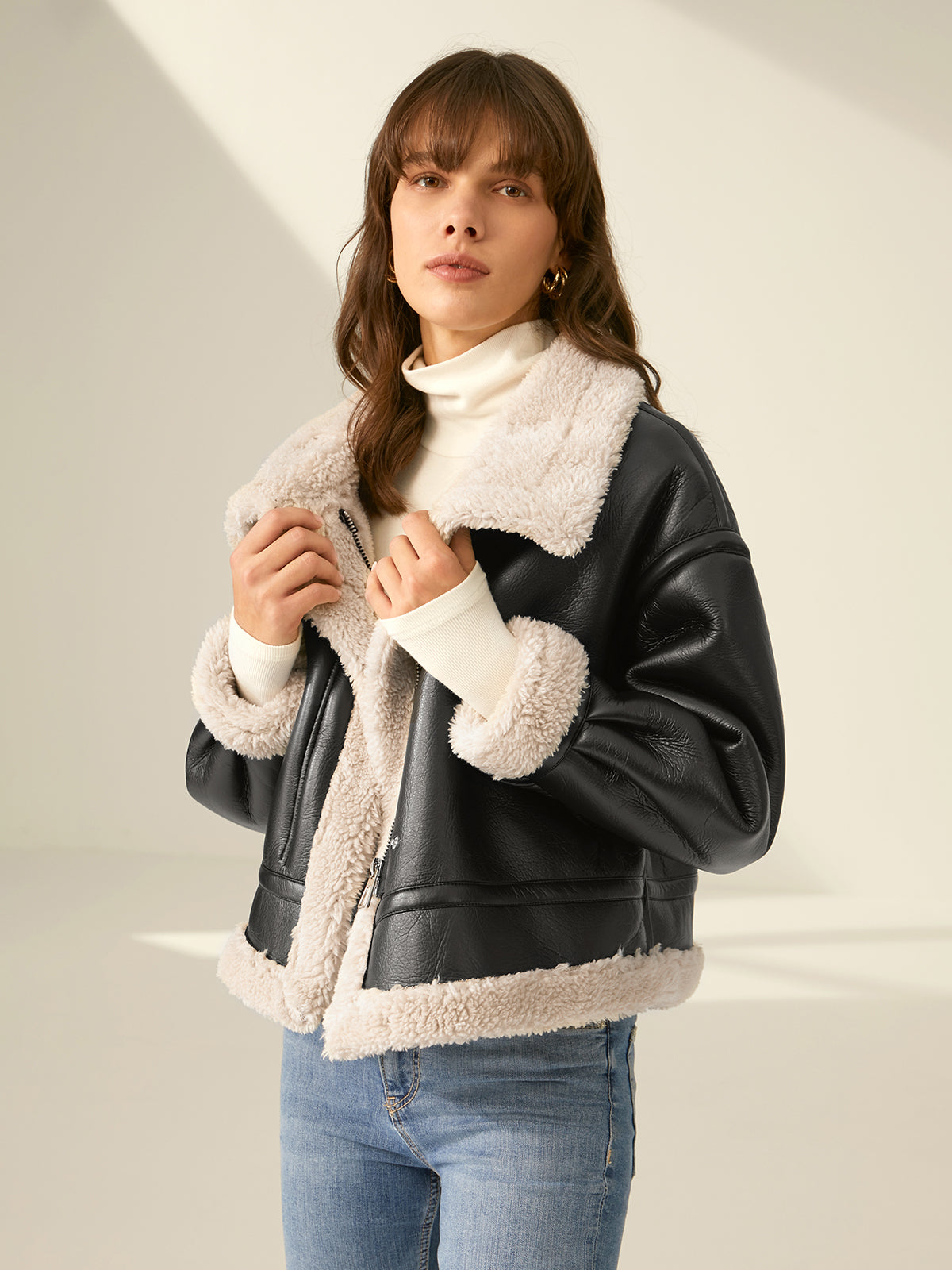 Evelin™ | Shearlingjacka med sherpa-foder