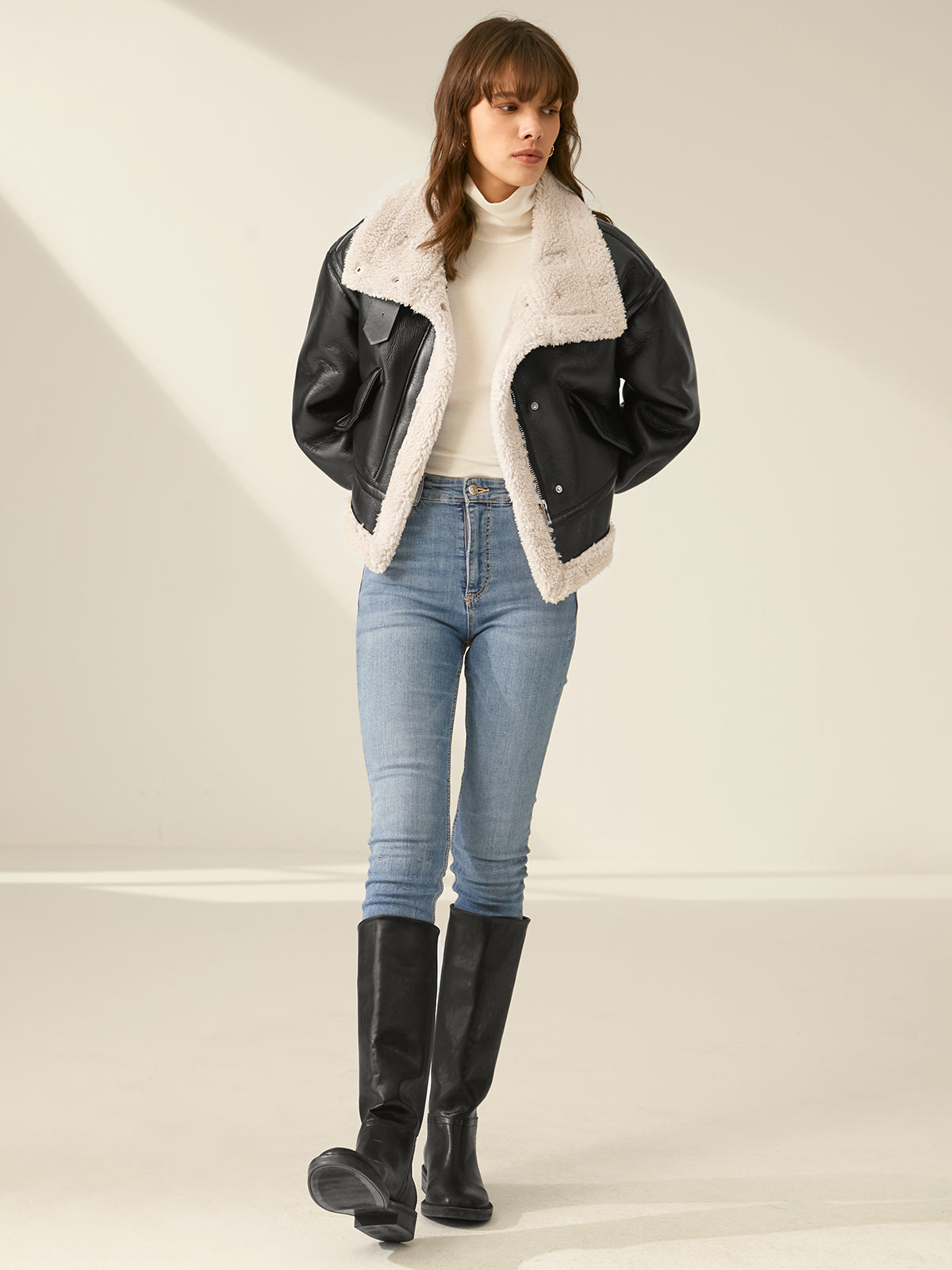 Evelin™ | Shearlingjacka med sherpa-foder