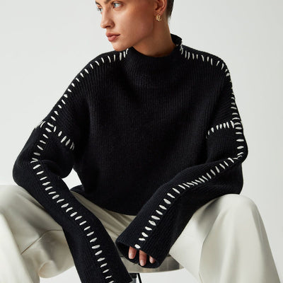 Johanna™ | Oversized Stickad Tröja med Kontrastdetaljer