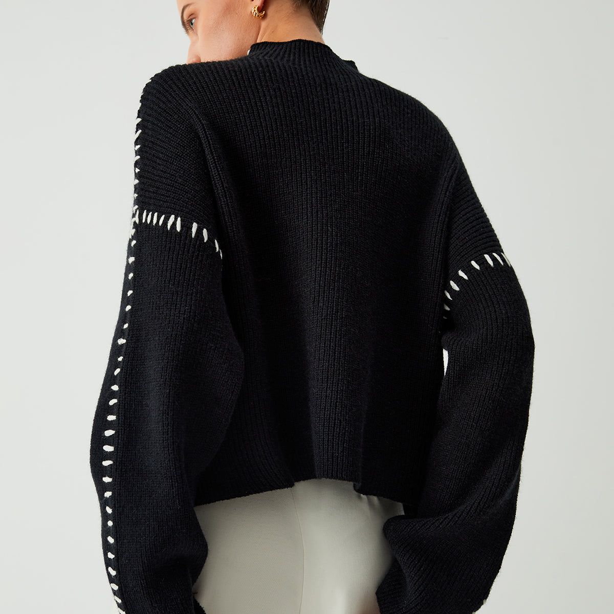 Johanna™ | Oversized Stickad Tröja med Kontrastdetaljer