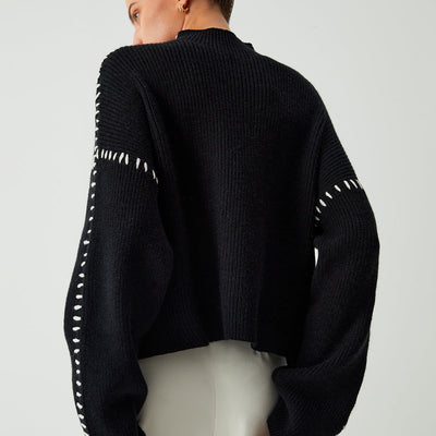 Johanna™ | Oversized Stickad Tröja med Kontrastdetaljer
