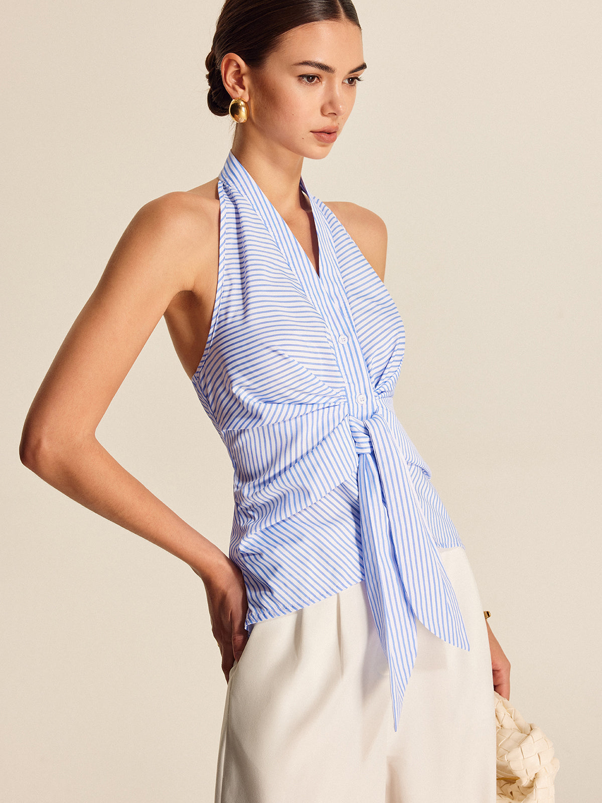 Anna™ | Randig Halterneck Blus