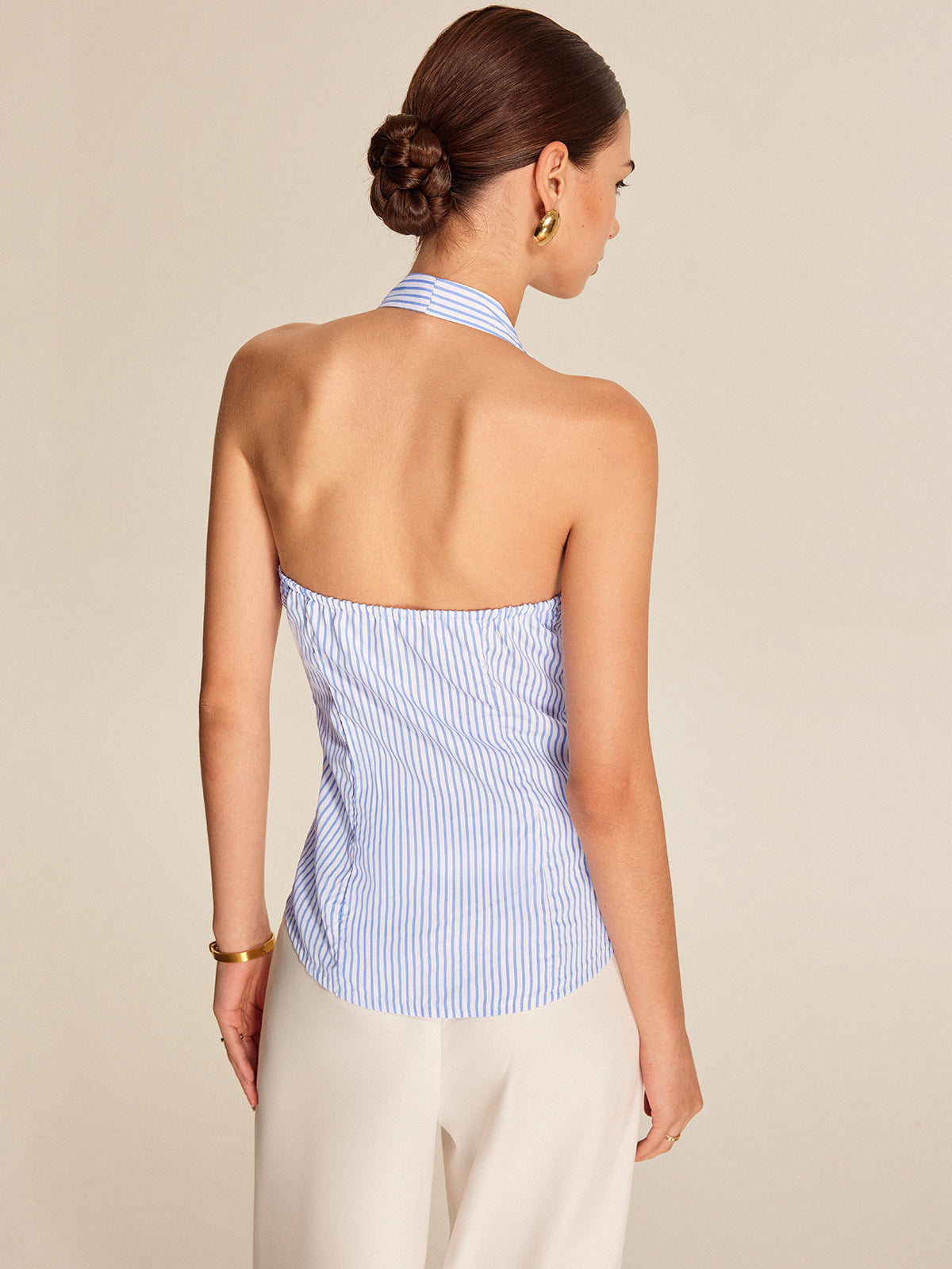 Anna™ | Randig Halterneck Blus