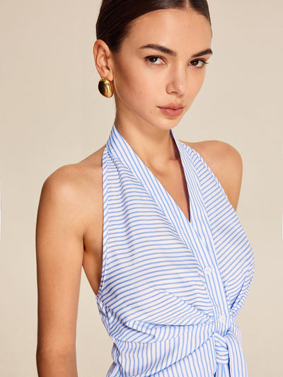 Anna™ | Randig Halterneck Blus