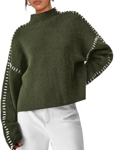 Johanna™ | Oversized Stickad Tröja med Kontrastdetaljer
