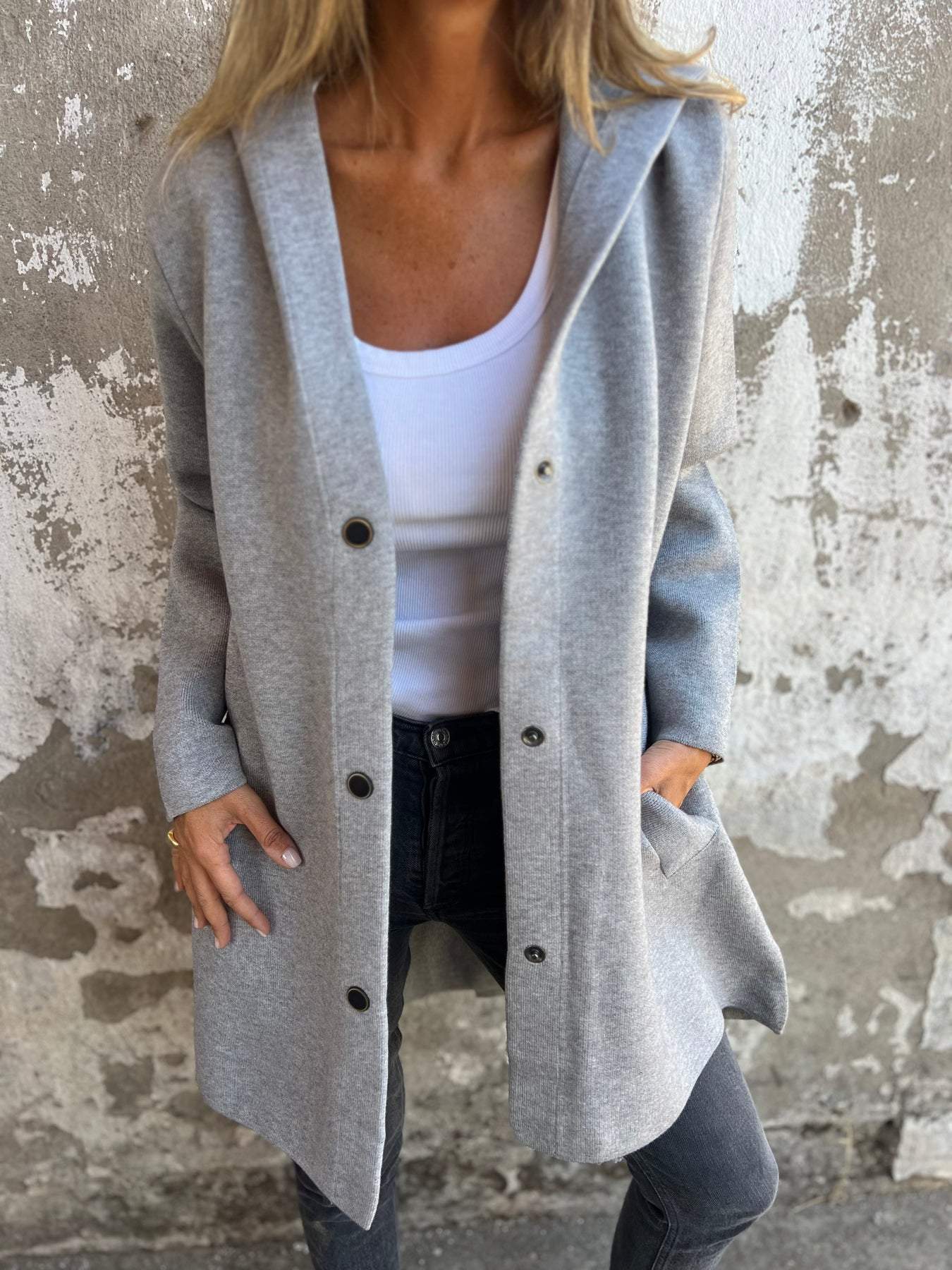 Adriana™ | Koftajacka med knappar och huv