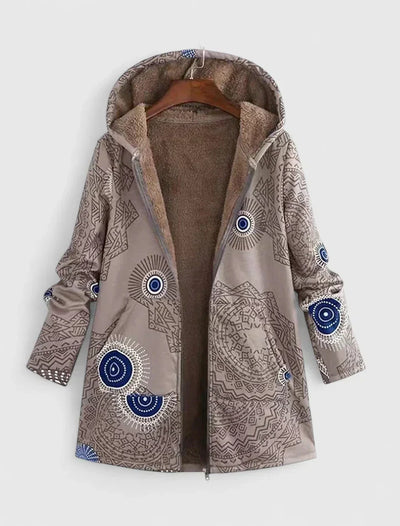 Varm Fodrad Jacka med Etniskt Mönster