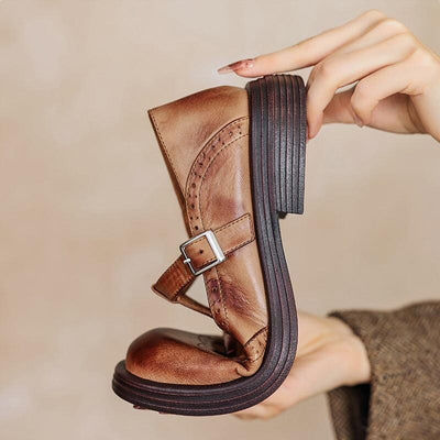 Sivella™ | Eleganta Mary Janes i Läder