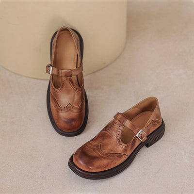 Sivella™ | Eleganta Mary Janes i Läder
