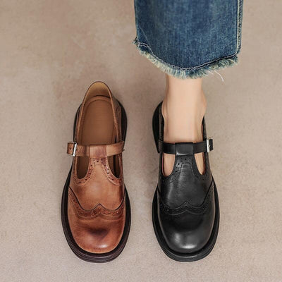 Sivella™ | Eleganta Mary Janes i Läder
