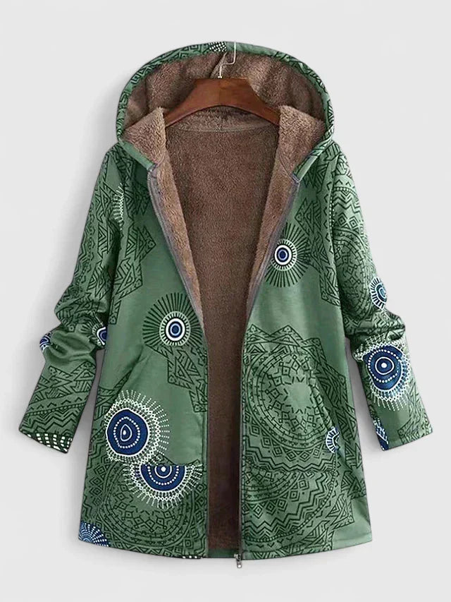 Varm Fodrad Jacka med Etniskt Mönster