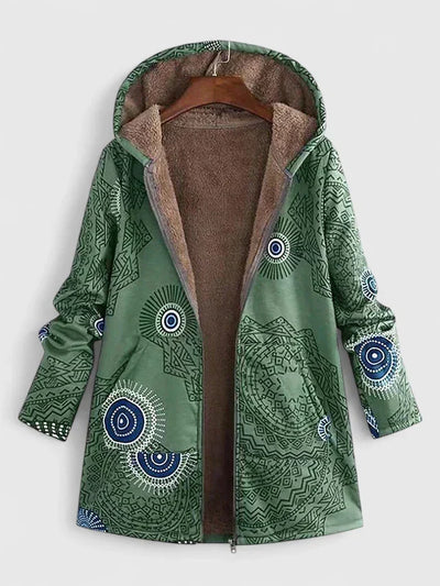 Varm Fodrad Jacka med Etniskt Mönster