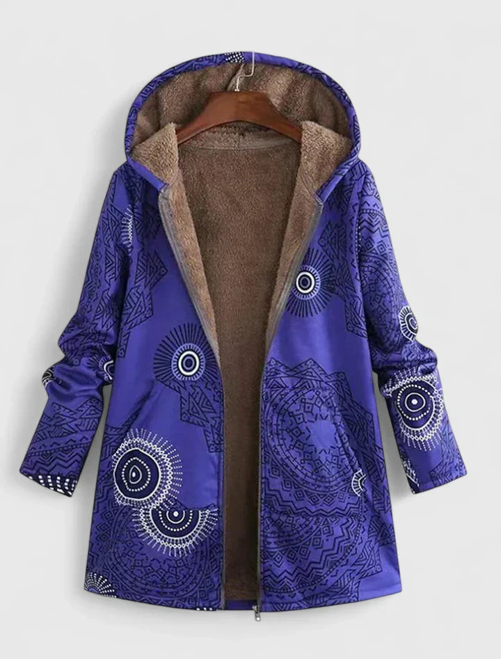 Varm Fodrad Jacka med Etniskt Mönster